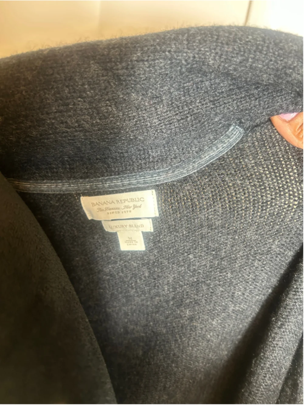 Men's Banana Republic Cashmere Angora Cardigan Sweater Grey M Fall Academia Cosy